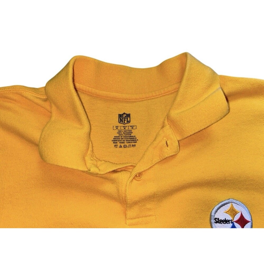 NFL Men’s Steelers Yellow Polo Shirt W/ Logo Size Medium - Picture 3 of 6
